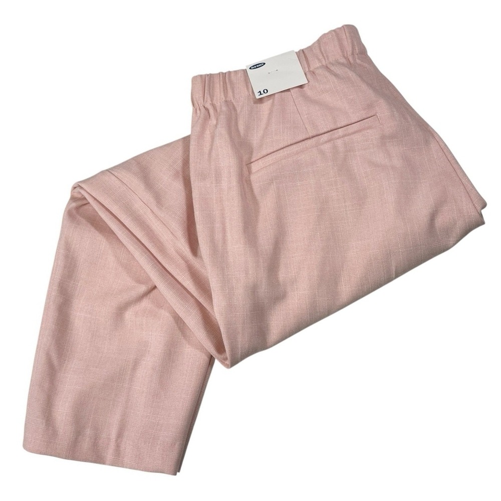 NEW Old Navy 10 Pink Tapered Ankle Pants Elastic Back High Rise Pastel Career